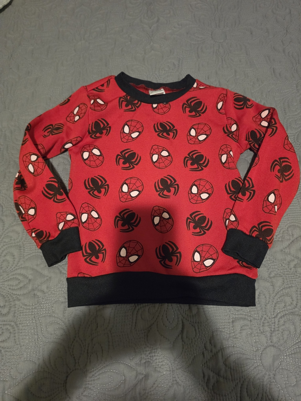 Marvel Kids Red Spider-Man Allover Print Sweatshirt with Black Trim